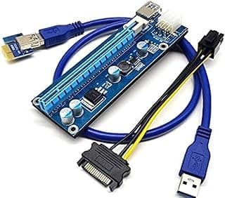 بطاقة رفع بمنفذ Pci E X16 من 1X إلى 16X، كابل تمديد USB 3.0 بـ6 دبابيس