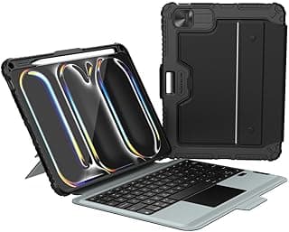 Bumper Combo Keyboard Backlit Version Case Designed For Apple iPad Pro 11 2024, Pen Holder/Shockproof Cover/Stand/Trackpad and Removable keyboard - Black