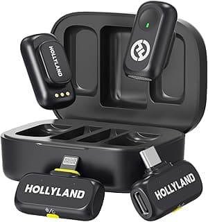 Hollyland Lark A1 Duo Combo - Wireless Microphone - Pin Microphone - "USB Type-C Receiver + Lightning Receiver + Charging Case" (Black)