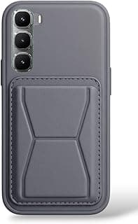 Leather Case Compatible for Infinix HOT 60 Pro 4G Shockproof Leather Back Card Storage & case built-in Stand PU leather for a stylish look, comfortable grip (Gray)