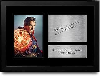 اتش دبليو سي تريدينغ A4 FR Benedict Cumber Avengers Doctor Strange صورة توقيع مطبوعة لمحبي البرامج التلفزيونية - إطار A4 متعدد الألوان