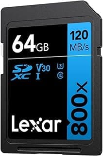 كارت ذاكرة SDXC عالي الأداء سعة 64GB فئة 800x UHS-I سلسلة BLUE، كلاس 10، U3، V30، لتسجيل فيديو 4K، سرعة نقل عالية، أسود/أزرق