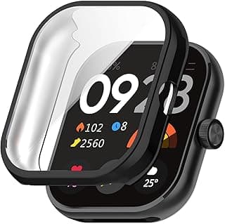 جراب Dl3 Mobilak متوافق مع ساعة شاومي Redmi Watch 4، جراب شامل مع واقي شاشة مدمج، غطاء حماية ناعم من مادة TPU مقاوم للصدمات (أسود)