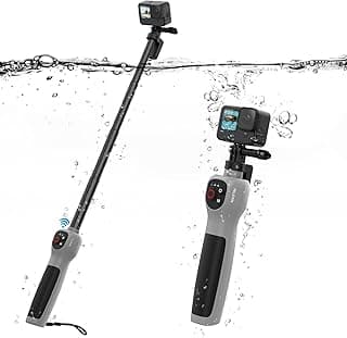 عصا سيلفي ومقبض تصوير تحت الماء مقاوم للماء مع ريموت بلوتوث لكاميرات GoPro Hero 12 11 10 9 8 7 6 5 4 3 3+ و Insta360 و DJI OSMO ومعظم كاميرات الاكشن