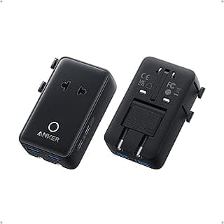 نانو محول سفر، شاحن 5 منافذ مع 1 منفذ AC، 2 منفذ USB-A، و2 منفذ USB-C، تحكم ذكي في الحرارة، متوافق مع أكثر من 200 دولة، مثالي للسفر (قطعة واحدة)