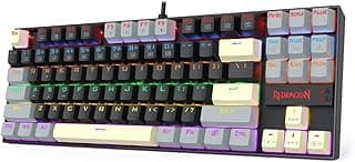Redrag.on K552 LGY-R Kumara لوحة مفاتيح ميكانيكية للألعاب، 87 مفتاحاً، تصميم TKL، إضاءة Rainbow LED، سويتشات Red، سلكية