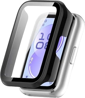 Case with Screen Protector for Huawei Band 11, Bumper Full Coverage Hard PC Overall Protective Cover, Built-in Tempered Glass Film High Sensitivity For Huawei Band 11 (Black)
