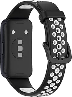 استيك ساعة ذكية TenTech لهواوي Band 8 / Honor Band 8، سيليكون رياضي جيد التهوية - أسود وأبيض