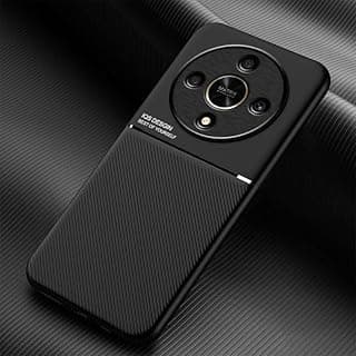 جراب هاتف متوافق مع Honor X9B 5G، جراب كلاسيكي مقاوم للصدمات سيليكون TPU ناعم مع جلد وPC صلب، جراب مغناطيسي مقاوم للصدمات PC + TPU لهاتف Honor X9B 5G (أسود)