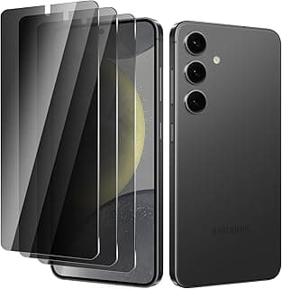 عبوة 3 قطع واقي شاشة خصوصية لهاتف سامسونج Galaxy S24، زجاج مقوى عالي الدقة، سهل التركيب، صلابة 9H، مضاد للخدش وبصمات الأصابع
