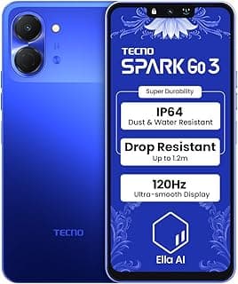 تكنو سبارك جو 3 (ازرق جالكسي 4GB+64GB | متانة فائقة ومقاومة للسقوط بتصنيف IP64 | اجراء مكالمات بدون شبكة* | ايلا ال بلغتك الخاصة | شاشة فائقة النعومة 120Hz 6.75 انش | بطارية 5000mAh