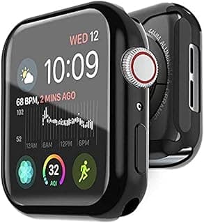 جراب حماية للشاشة TPU لهاتف Apple Watch Series 4/5 (مقاس 44mm، أسود/شفاف)