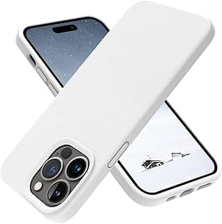جراب سيليكون لهاتف ابل iPhone 13 Pro Max مقاس 6.7 بوصة، حماية كاملة للجسم ومقاوم للصدمات مع بطانة مايكروفايبر ناعمة (أبيض)