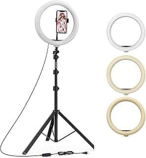Ant Esports CARL12T Professional (12 Inch) Led Tricolor Ring Light with 5.2 Feet Tripod Stand, Metal Head and Flexible Phone Holder for Mobile Phones, Gopro & DSLR Camera, 3 Temperature Mode Dim Light