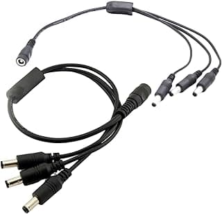 كابل مقسم طاقة DC مقاس 5.5mm x 2.5mm، مقبس أنثى إلى 3 مخارج ذكر، كابل محول لشريط LED وكاميرات المراقبة