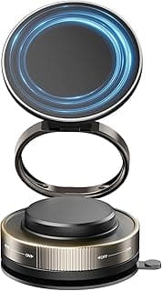Magnetic Car Smartphone Holder, 360° Adjustable Smartphone Stand [2025 Latest Design + Vacuum Suction Cup + Ultra-Strong Magnetic Force] W Fixed Structure, In-Car Smartphone Holder, Multi-Angle Free