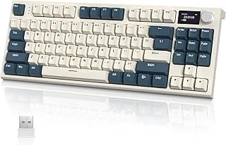 كيبورد ميكانيكي لاسلكي ATTACK SHARK K86 مع شاشة TFT 1.2 بوصة، قابل للتبديل السريع، إضاءة RGB، سويتش Blue Whale - أزرق ريترو