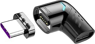 محول مغناطيسي Type-C Thunderbolt 3 بزاوية - 24 سن - 480 ميجابت/ثانية - 120 وات - أسود