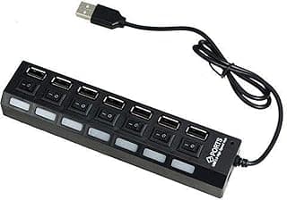 موزع USB 2.0 عالي السرعة، مفتاح مشاركة 7 منافذ