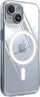 Compatible with Clear Magsafe Case for iPhone 15 with Hard Back Crystal Clear Polycarbonate with Bumper Silicone (15)