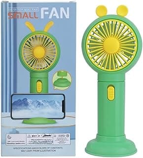 USB Desk Cooler - Built-in Hand Fan with Phone Holder, Rechargeable Battery Operated Personal Air Circulation Fan in Green, Perfect for Office Desk or Outdoor Activities
