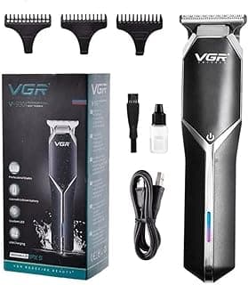 ماكينة حلاقة شعر احترافية V-930 لاسلكية قابلة للشحن، كابل شحن USB، مؤشر LED، شفرات احترافية، بطارية 1200 مللي أمبير، 3 أمشاط تحديد، وقت تشغيل 180 دقيقة، أسود