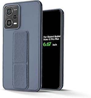 جراب ظهر سيليكون لشاومي Redmi Note 12 Pro Plus مع مسند وحامل يد، يدعم الشحن المغناطيسي (6.67 بوصة) (رمادي لافندر)