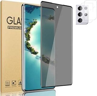 عدد 3 واقي شاشة LETANG لسامسونج Galaxy S21 Ultra، واقي عدسة كاميرا، زجاج مقسى 9H مضاد للكسر والخصوصية (6.8 بوصة)