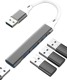 موزع USB إلى USB-A (4 في 1) OTG 3.0، محول 4 منافذ، وصلة متعددة للابتوب والكمبيوتر وماك بوك، قاعدة توصيل لنقل البيانات وقارئ بطاقات وماوس وكيبورد