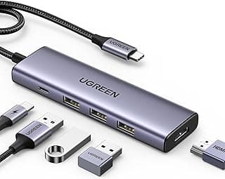 موزع 4K HDMI USB C مع محول USB C إلى USB 5 من يوجرين في 1 للشحن بي دي متوافق مع ماك بوك برو اير M2 M1 كروم بوك سيرفس XPS ايباد برو اير جالاكسي S23 S22 الترا