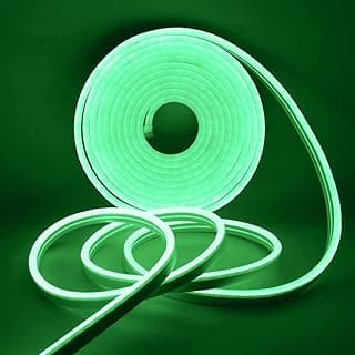 LED Green Neon Rope Light, DC 5V 2835 600LEDs Waterproof Outdoor Silicone LED Strips, Indoor Flexible TV LED Backlight Light Strips with Touch Dimmer and Adapter for Party Christmas (3m/9.84ft)
