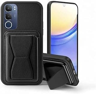 SL STORE Leather Case Compatible for VIVO Y29 5G Shockproof Leather Back Card Storage & case built-in Stand PU leather for a stylish look, comfortable grip (Black)