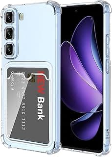 جراب متوافق مع Infinix Hot 60 Pro مع حافظة كروت، TPU ناعم ونحيف، مضاد للخدش، مقاوم للصدمات
