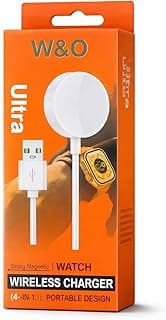 شاحن W&O ultra الأصلي X8_x8plus و X9_plus_2 كابل USB لاسلكي متوافق مع الساعات الذكية، أبيض