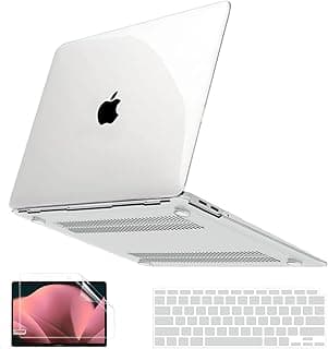 جراب Anban متوافق مع MacBook Air 13 بوصة M1 2021 2020 2019 2018 A2337 A2179 A1932، غطاء بلاستيك صلب للابتوب MacBook Air 13.3 بوصة + 2 كفر كيبورد + اسكرينة، شفاف كريستالي