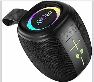 Music Apollo Portable Mini Wireless Bluetooth Speaker, Hi-Res Audio, RGB Light, Camouflage and Black