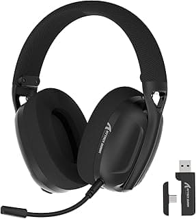 سماعة راس لاسلكية للالعاب شارك L80 من اتاك، سماعات العاب USB 2.4Ghz مع بلوتوث 5.2، بطارية 50 ساعة، ميكروفون بخاصية الغاء الضوضاء، 3.5 ملم، سماعة راس لاسلكية للكمبيوتر ونينتندو سويتش وبلاي ستيشن 5