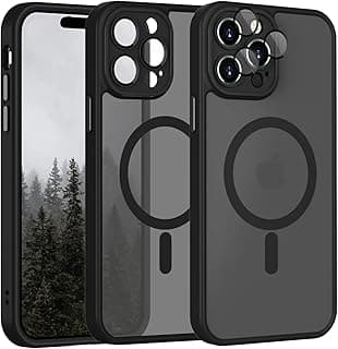 Grabist Magnetic Compatible with iPhone 15 Pro Max Case, Upgraded [Full Camera Protection with lens] [Compatible with wireless charging] [Translucent Matte] Shockproof Protective Case (Black)