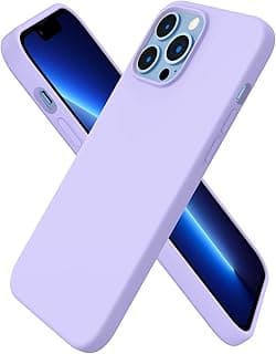 Slim Liquid Silicone 3 Layers Full Covered Soft Gel Rubber Case for iPhone 13 Pro Max, 6.7in, Light Purple
