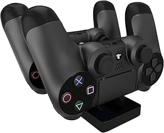 شاحن ذراع تحكم PS4، قاعدة شحن مزدوجة، شحن سريع لسوني بلايستيشن 4 / PS4 Slim / PS4 Pro