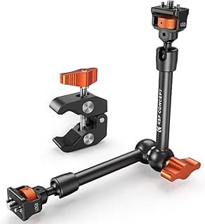 11" Magic Arm with Super Clamp, Camera Clamp with 1/4" 3/8" Thread Screw, Articulating Friction Arm with Cold Shoe Mount for Monitor LED Light Action Camera, Compatible with SmallRig Cage