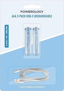 AAA Lithium-Ion Rechargeable Batteries with USB-C (1200mWh),1.5V Rated Voltage,USB-C charging port, 2-hour charging time,for remotes, toys, and flashlights (AAA)