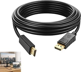 كابل Display Port إلى HDMI بدقة 4K، طول 1.8 متر مطلي بالذهب، كابل محول عالي الدقة، متوافق مع الكمبيوتر واللابتوب والتلفزيون والشاشات وأجهزة العرض