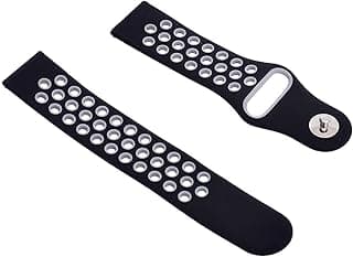 Silicone Adjustable And Expandable Watch Strap With Holes Design For Unisex Compatible With Smart Watches 20 MM - Black Gray