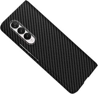 جراب سامسونج Galaxy Z Fold 4، غطاء هاتف قابل للطي من ألياف الكربون لسامسونج Galaxy Z Fold 4 5G، أسود
