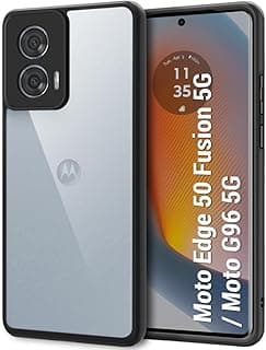 جراب Ultra-Hybrid مضاد للصدمات لهاتف موتورولا Edge 50 Fusion 5G | حماية للكاميرا | غطاء خلفي صلب (PC & TPU، شفاف تماماً)