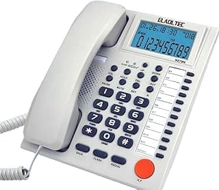 ELADLTEC 927BE Wired Desk Phone with LCD Display, Caller ID & Hands-Free Speakerphone – Perfect for Office, Hotel & Home Use, white