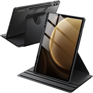 جراب بظهر شفاف لسامسونج Galaxy Tab S10+ (2024) / Tab S9 FE+ / S9+ (2023، 12.4 بوصة) - غطاء حماية مقاوم للصدمات مع مكان للقلم وحامل مغناطيسي، إيقاظ/نوم تلقائي، حماية كاملة للجهاز، أسود
