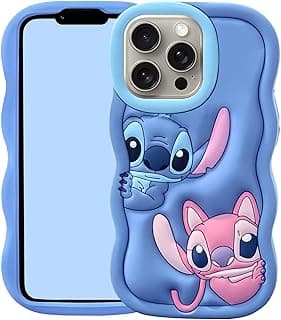 Compatible with iPhone 15 Pro Max Case, 3D Cartoon Silicone Cover, Cute Cartoon Animal Character Cool Shockproof Silicone Cool Funny Protective Shell Skin Case for iPhone 15 Pro Max Blue