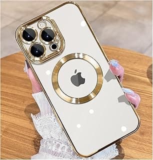 جراب شفاف لـ iPhone 13 Pro 6.1 بوصة مع حماية مدمجة لعدسة الكاميرا، غطاء TPU ناعم بحواف مطلية فاخرة، جراب حماية شفاف (ذهبي)